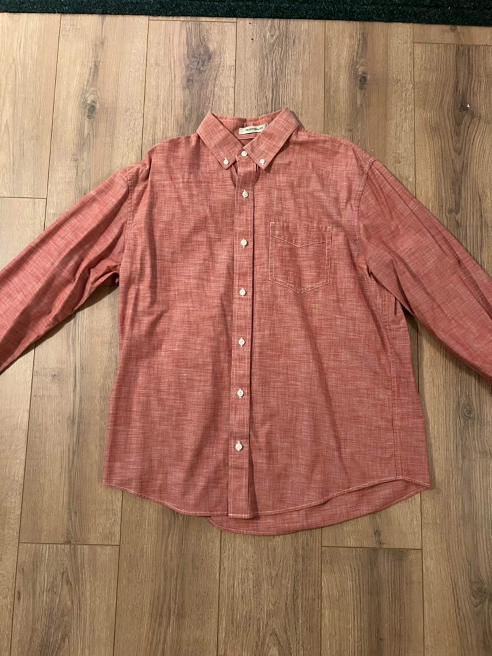 L.L. Bean Men's Button-Down Casual Dress Shirt - Red Chambray